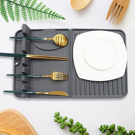 Premium Silicone Dish Drying Mat with Hanger | Fast Draining Kitchen Mat