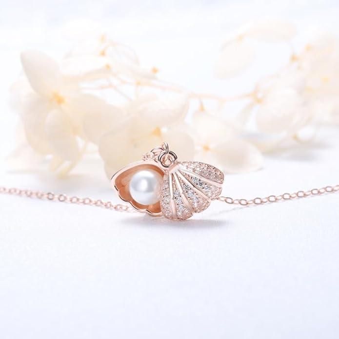 Oyster Pearl Shell Pendant Gold Plated Necklace for Women