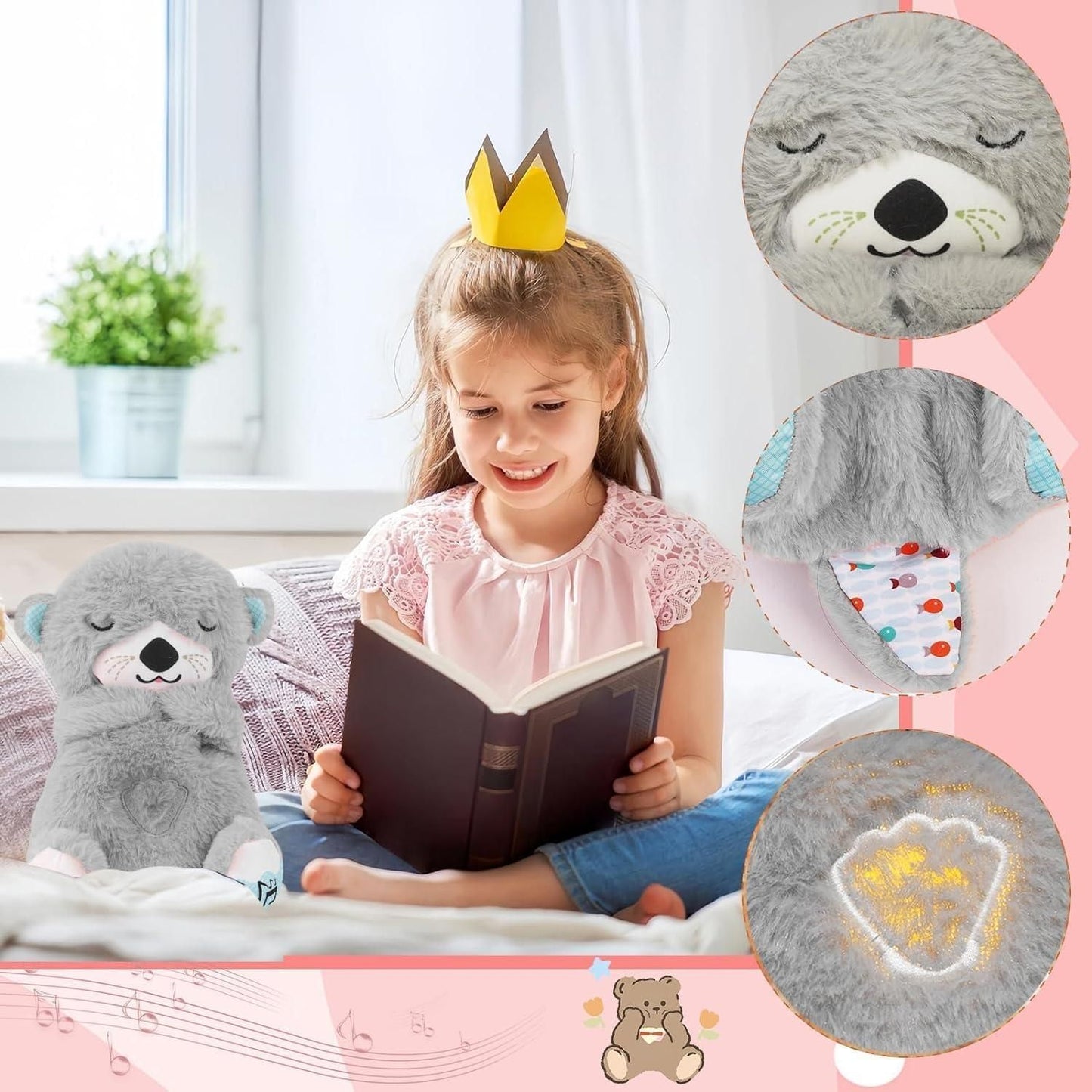 🧸 Breathing Teddy Bear Plush Toy with Soothing Music