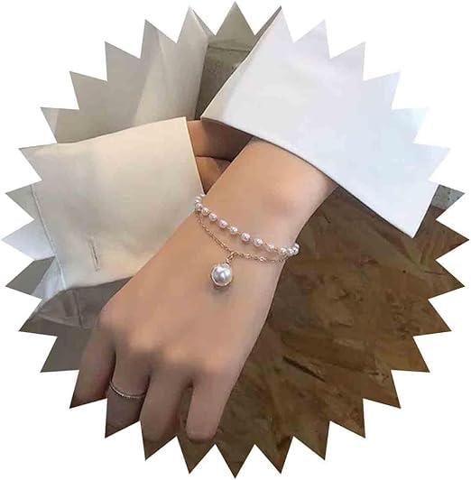 Elegant Layered Pearl Hand Chain Bracelet Jewellery for Women